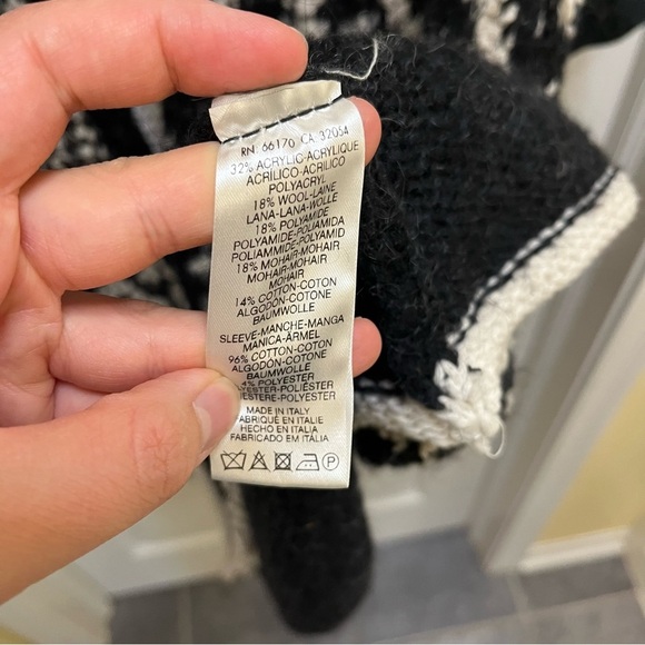 Free People Black White Moon Pattern Cardigan Hooded Sweater Coat Long Jacket M - Picture 5 of 8